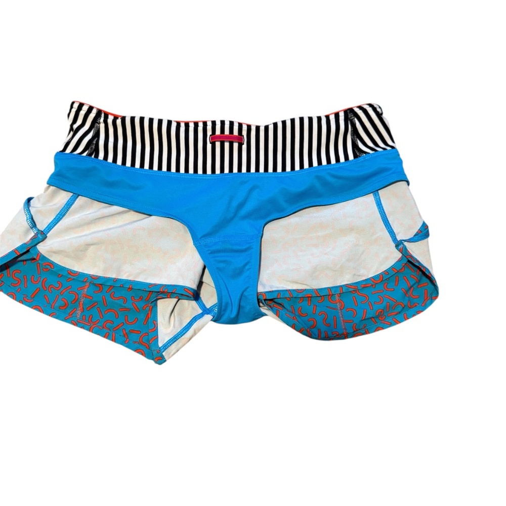 Lululemon Run Speed Shorts Special Edition 2015 Seawheeze Size‎ 6 Blue Orange - Picture 10 of 11